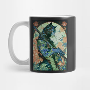 Art Nouveau Psychedelic Samurai Panther Ninja Mug